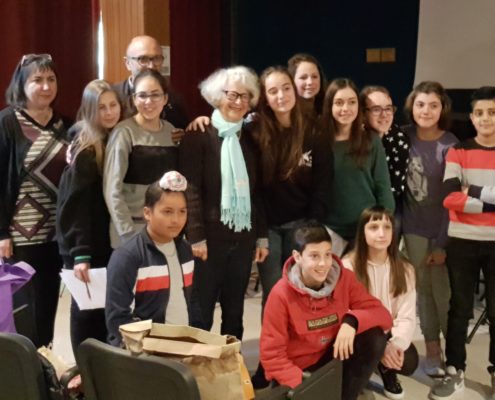 Carol Abrams and Pen Pal students in Amandola, Italy